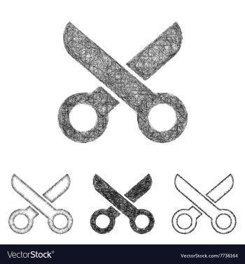 Scissor icon set - sketch line art vector image Scissor icon set - sketch line art vector image
