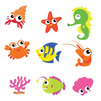 Sea animals collection Free Vector Sea animals collection Free Vector