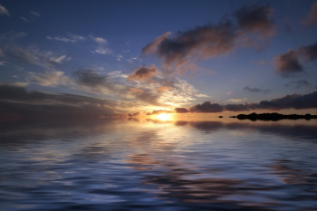 Sea Near Island during Sunset Sea Near Island during Sunset