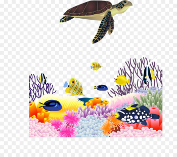 Sea turtle Euclidean vector - Sea turtle marine life scenery vector material 