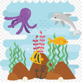 Seabed Seagrass Marine biology Cartoon - Marine illustration design 