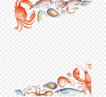 Seafood Crab - Vector seafood border background Seafood Crab - Vector seafood border background