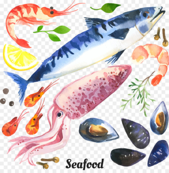 Seafood, Watercolor Painting, Food, Fish, Fish Products PNG Seafood, Watercolor Painting, Food, Fish, Fish Products PNG