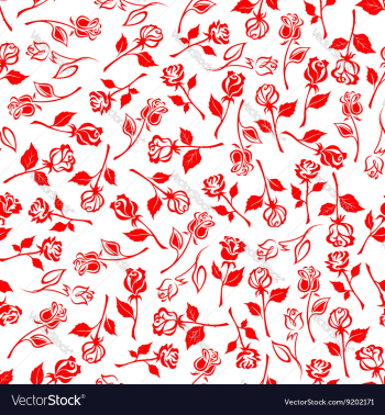 Seamless floral pattern of red rose flowers vector image Seamless floral pattern of red rose flowers vector image