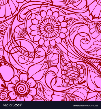 seamless floral pattern oriental motifs contour