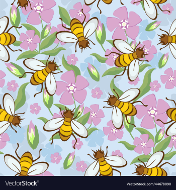 seamless floral pattern with bees on pink flowers seamless floral pattern with bees on pink flowers