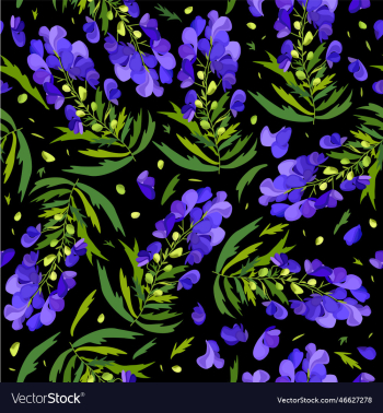 seamless floral pattern with blue aconite