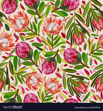 seamless floral pattern with bright proteas