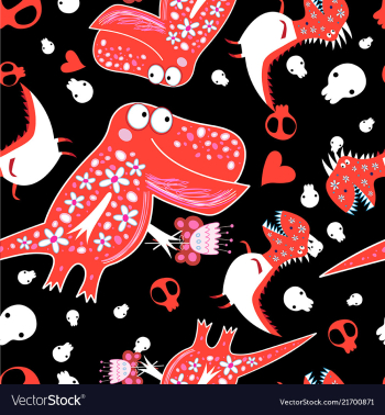 Seamless graphic pattern with enamored dinosaurs vector image Seamless graphic pattern with enamored dinosaurs vector image