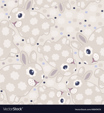 seamless pastel pattern with rabbits and flowers