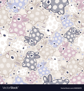 seamless pastel pattern with rabbits and flowers