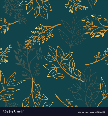 seamless pattern golden leave on dark gree