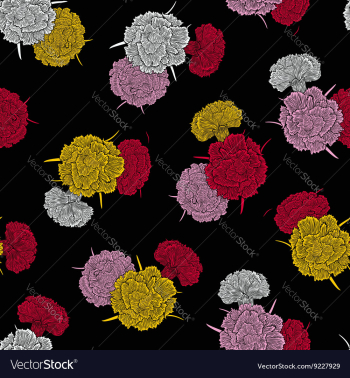 Seamless pattern of colored carnations vector image Seamless pattern of colored carnations vector image