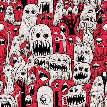 Seamless pattern of Unnerving Hyperdetailed Horror Sketch art