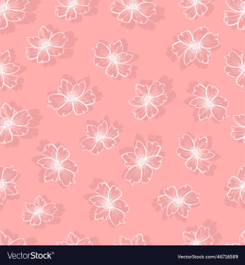 seamless pattern with anemone flowers and leaves