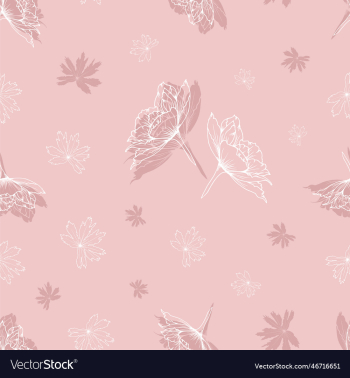 seamless pattern with anemone flowers and leaves