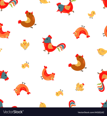 seamless pattern with cute hen rooster chick seamless pattern with cute hen rooster chick