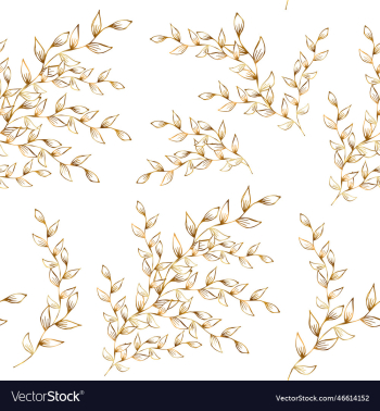 seamless pattern with golden plant branches