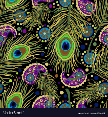 seamless pattern with peacock feathers and paisley seamless pattern with peacock feathers and paisley