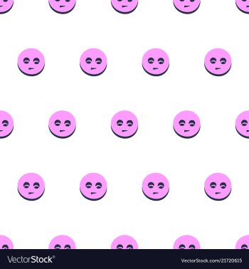 Seamless pattern with pink smiling faces on white vector image Seamless pattern with pink smiling faces on white vector image
