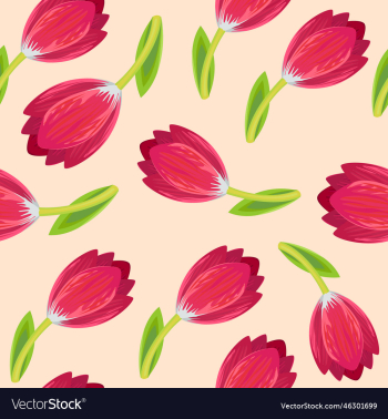 seamless spring background with pink tulips