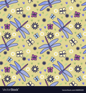 seamless summer pattern with flowers leaves