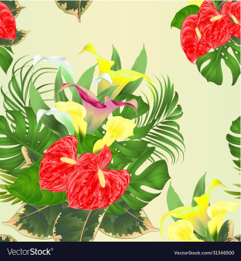 seamless texture bouquet with tropical flowers