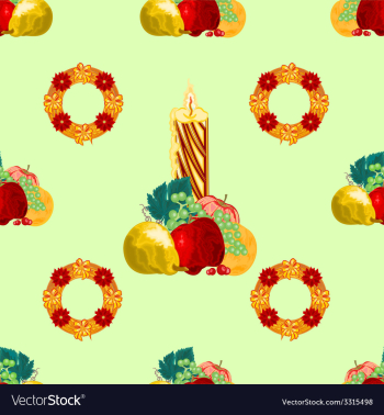 Seamless texture Christmas candle with fruit vector image Seamless texture Christmas candle with fruit vector image