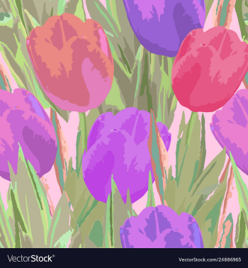 Seamless watercolor colored pattern with tulips vector image Seamless watercolor colored pattern with tulips vector image