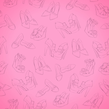 Seamless woman modern shoes sketch pattern background vector illustration