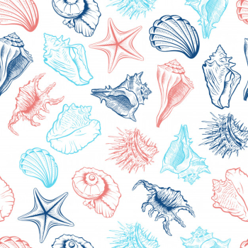 Seashells seamless pattern Free Vector Seashells seamless pattern Free Vector