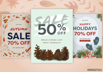 Seasons Change Botanical Illustration Flyer Set Seasons Change Botanical Illustration Flyer Set