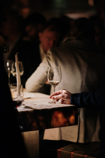 Selected Focus of Clear Wine Glass