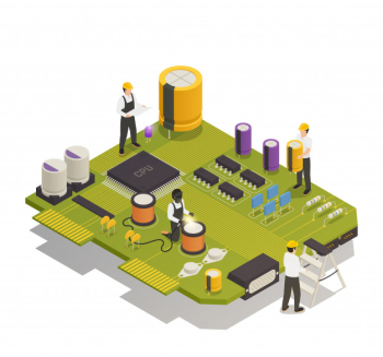 Semiconductor electronic components isometric composition Free Vector Semiconductor electronic components isometric composition Free Vector