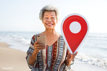 Senior Asian woman checking in at the beach | Free stock photo - 428702 Senior Asian woman checking in at the beach | Free stock photo - 428702