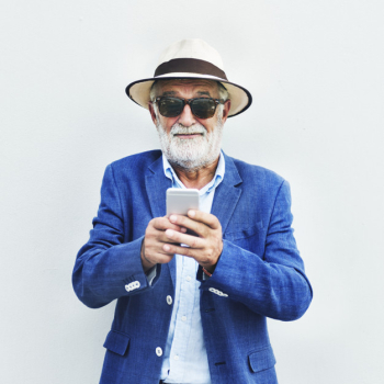 Senior caucasian man using mobile phone Senior caucasian man using mobile phone
