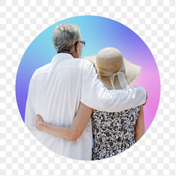 Senior couple png, round badge, | Free PNG - rawpixel