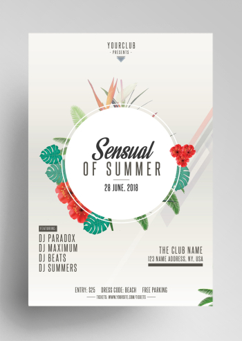 Sensual of Summer – Free Tropical PSD Flyer Template Sensual of Summer – Free Tropical PSD Flyer Template