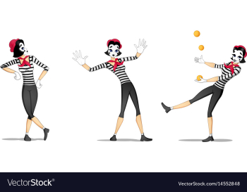 Set 2 of girl mime performances vector image Set 2 of girl mime performances vector image