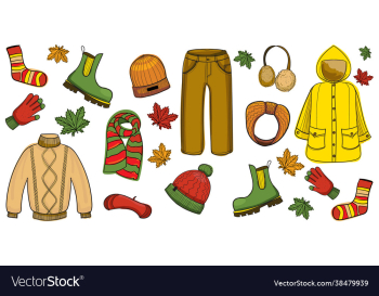 set autumn clothes isolated on a white set autumn clothes isolated on a white