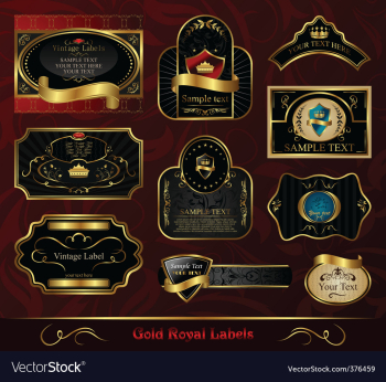  					Set black gold framed label vector&nbsp;image														