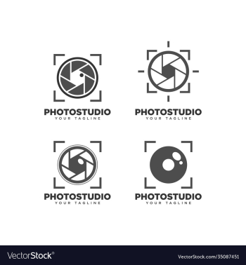 set camera simple logo design template