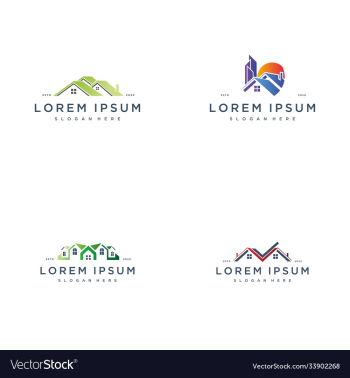 set colorful house building logo icon design