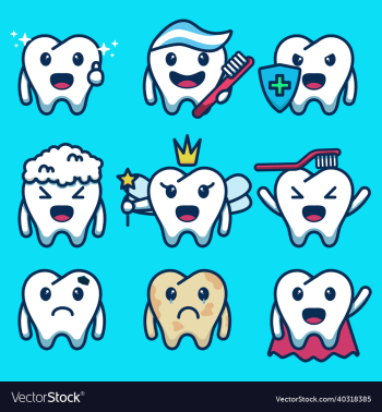 set cute tooth character