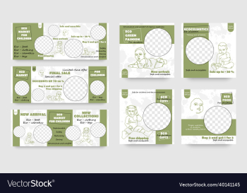 set eco shop for children banner minimalism set eco shop for children banner minimalism
