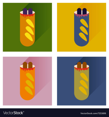 Set flat icons hot dog sausage double vector image