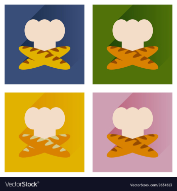 Set flat icons with chef hat and baguettes vector image Set flat icons with chef hat and baguettes vector image