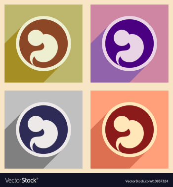 Set flat icons with long shadow child in womb vector image