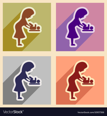 Set flat icons with long shadow mother and child vector image Set flat icons with long shadow mother and child vector image