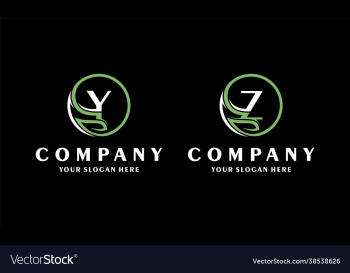 set green letters eco logo with creative leaves set green letters eco logo with creative leaves